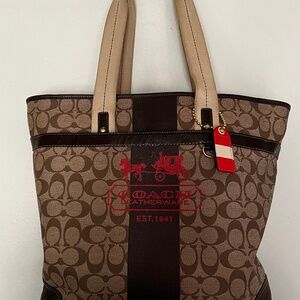 Coach Heritage Signature Stripe Tote Bag